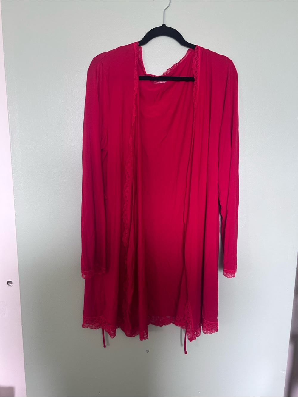 Victoria’s Secret Lace-Trim Red Robe - Lightweight Intimate Cover-Up